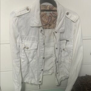 Boston Proper White Utility Jacket with Paisley Lining